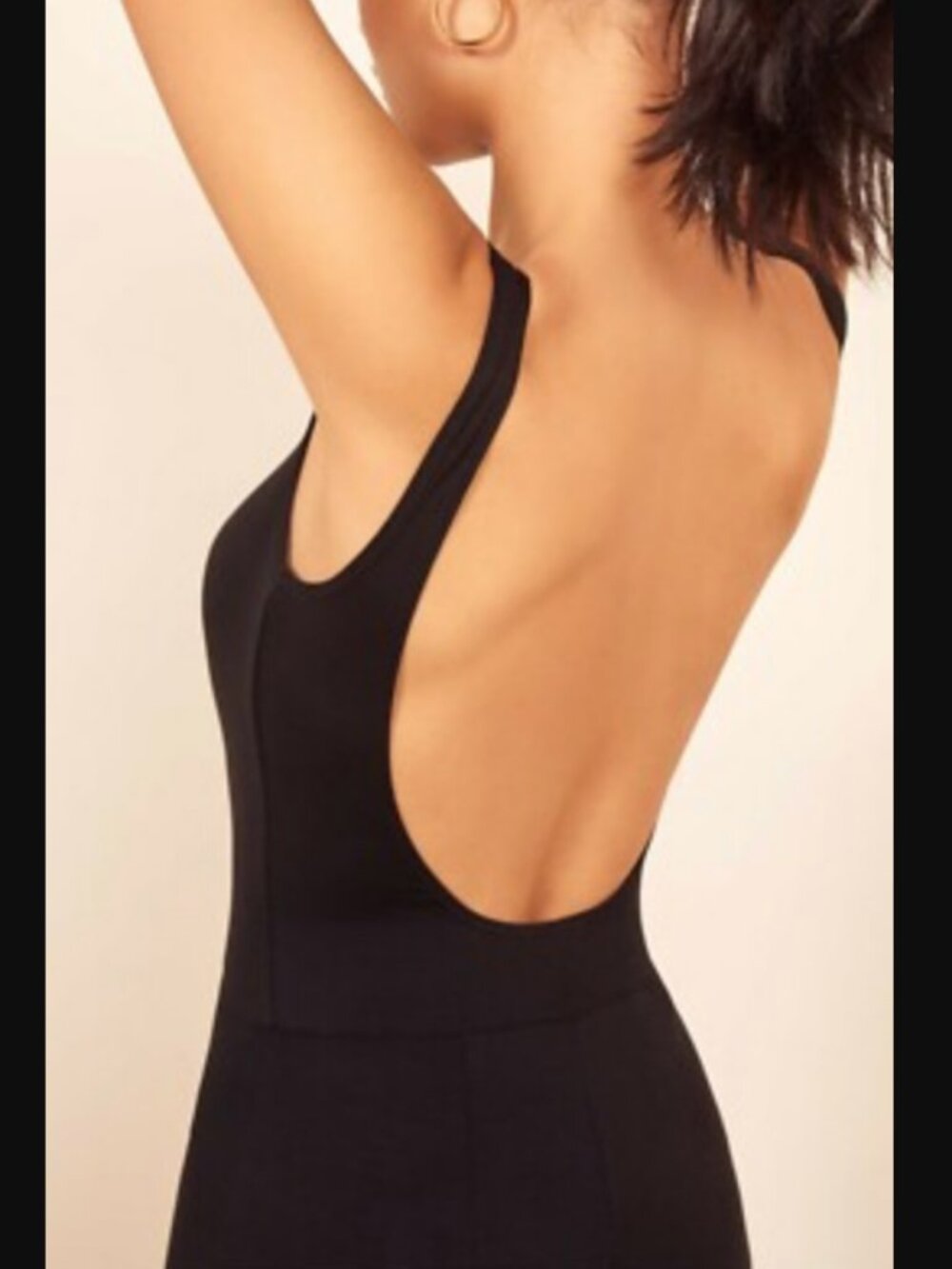 Reformation Rylee Scoop Back Jersey Stretch Knit Crop Black Jumpsuit Sz. XS NWOT - Picture 4 of 9